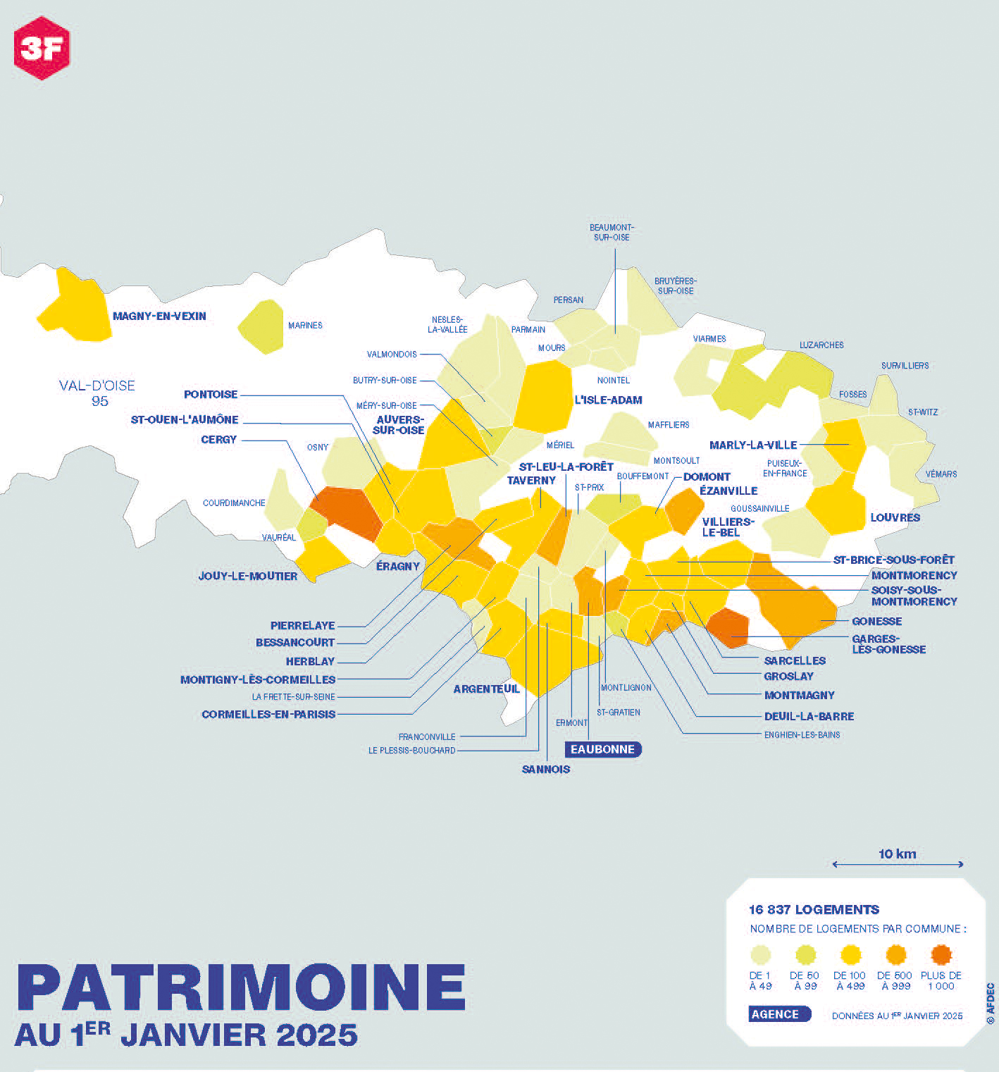 Carte du patrimoine 3F dans le Val-d'Oise
