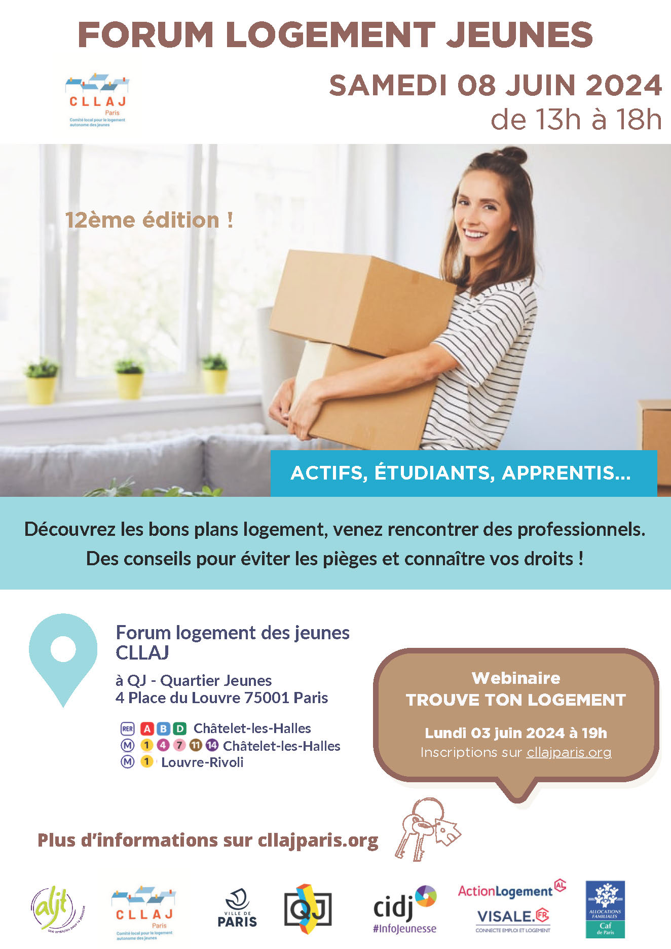Affiche du Forum logement des jeunes à Paris le 8 juin 2024