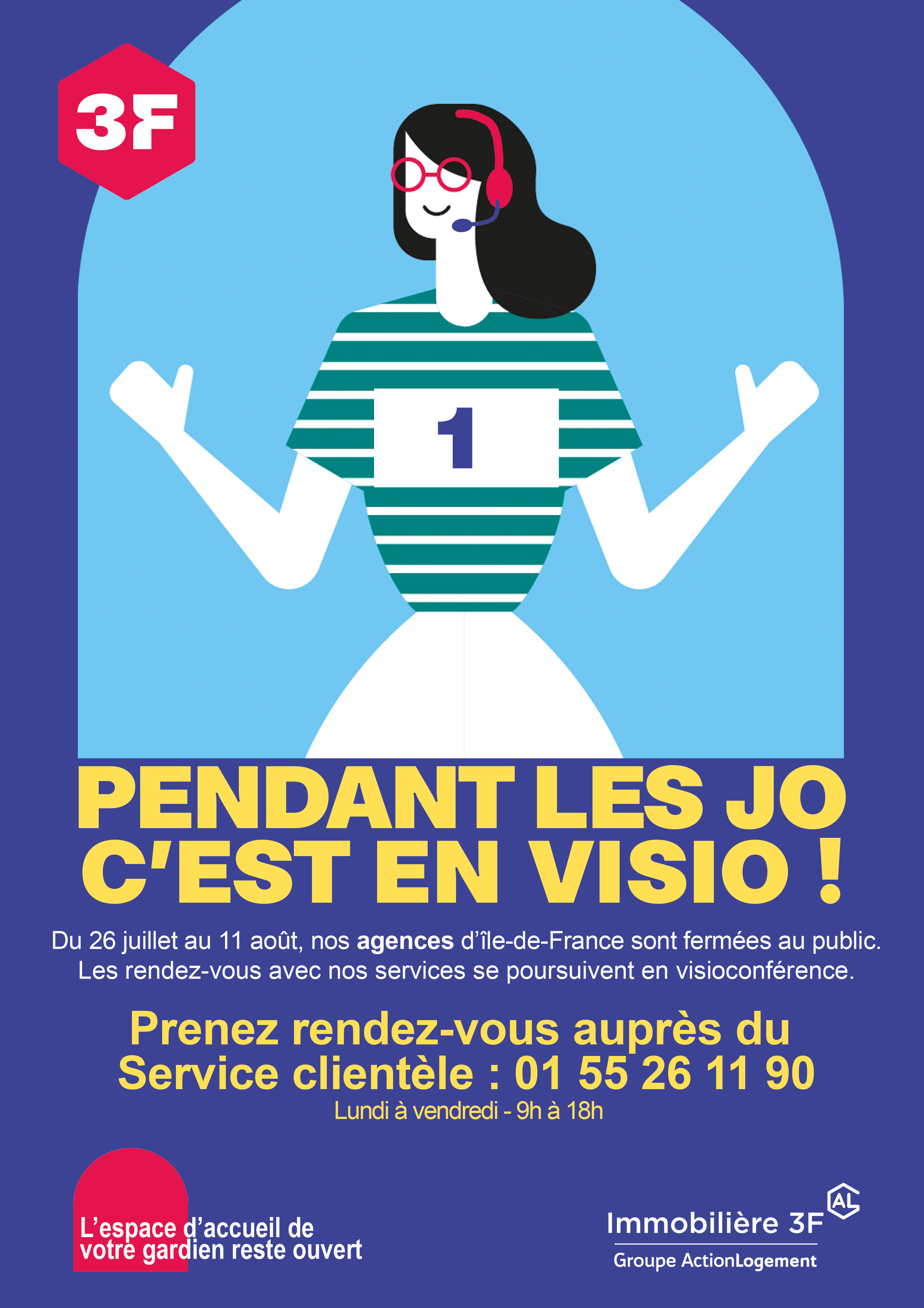 Affiche "Pendant les JO, c'est en visio"