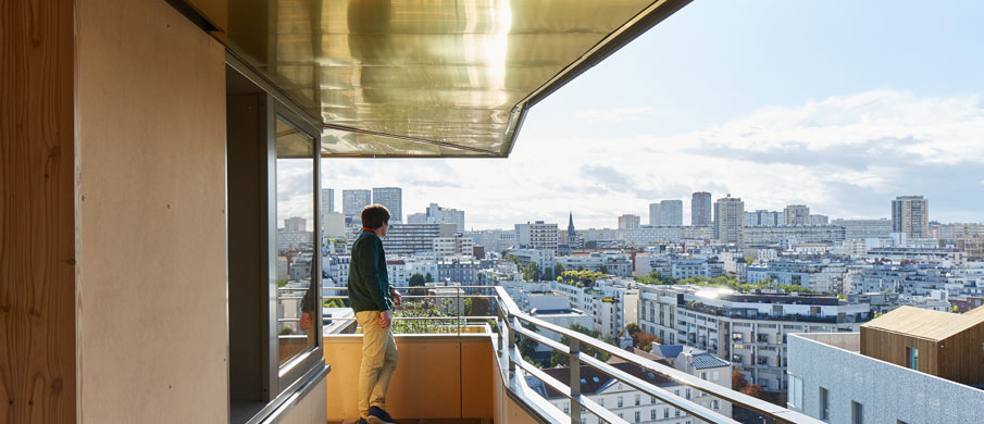 Vue du balcon, Immobilière 3F, ZAC Rive Gauche, Paris 13e - Harari Architectes