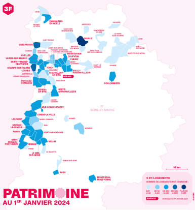 Carte du patrimoine de 3F Seine-et-Marne