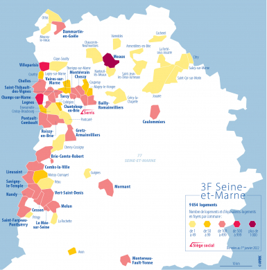 Carte du patrimoine de 3F Seine-et-Marne